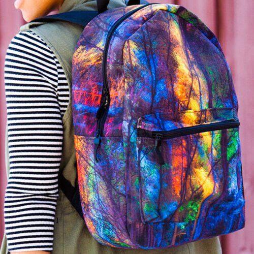 Abstract smiley face art backpack.