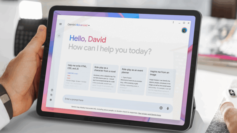 A man is using Google’s Gemini conversational AI chatbot.