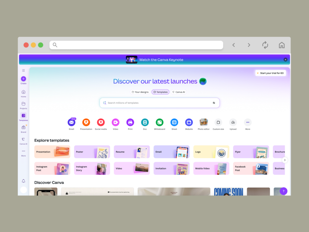 A screenshot of Canva’s interface.