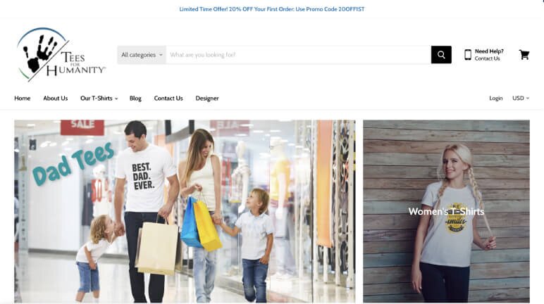 Successful Shopify T-Shirt Store - Tees for Humanity