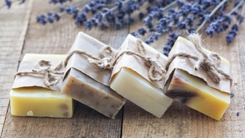 4 soap bars next to each other.