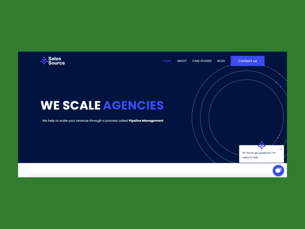 Screenshot of SalesSource homepage.