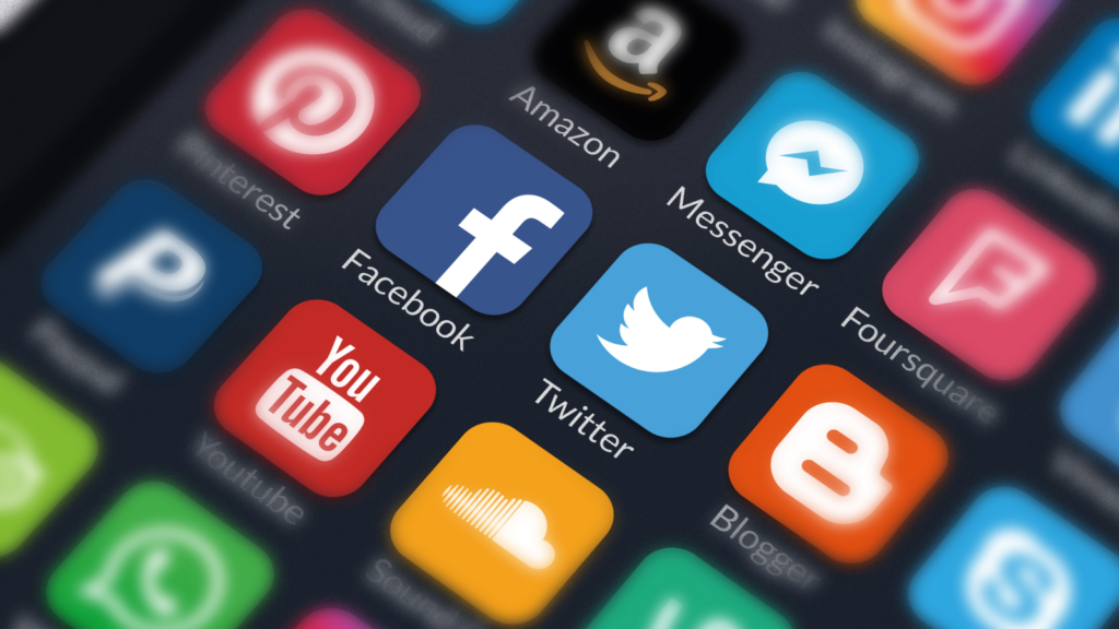 A screen with social media apps on.