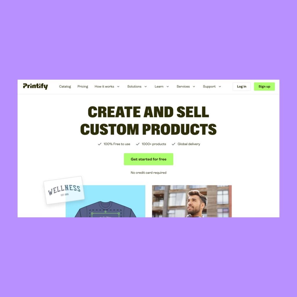 Screenshot of Printify's homepage