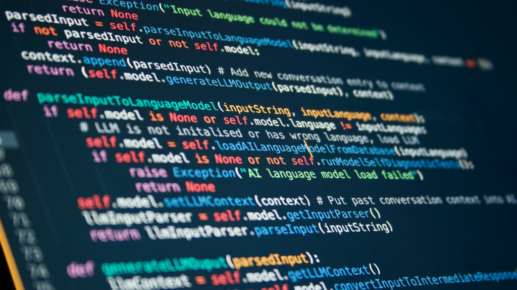 A code snippet on a screen.