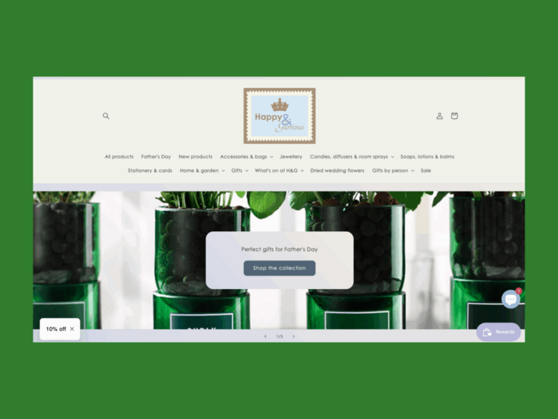 A screenshot of the landing page of the Happy glorious landing page.