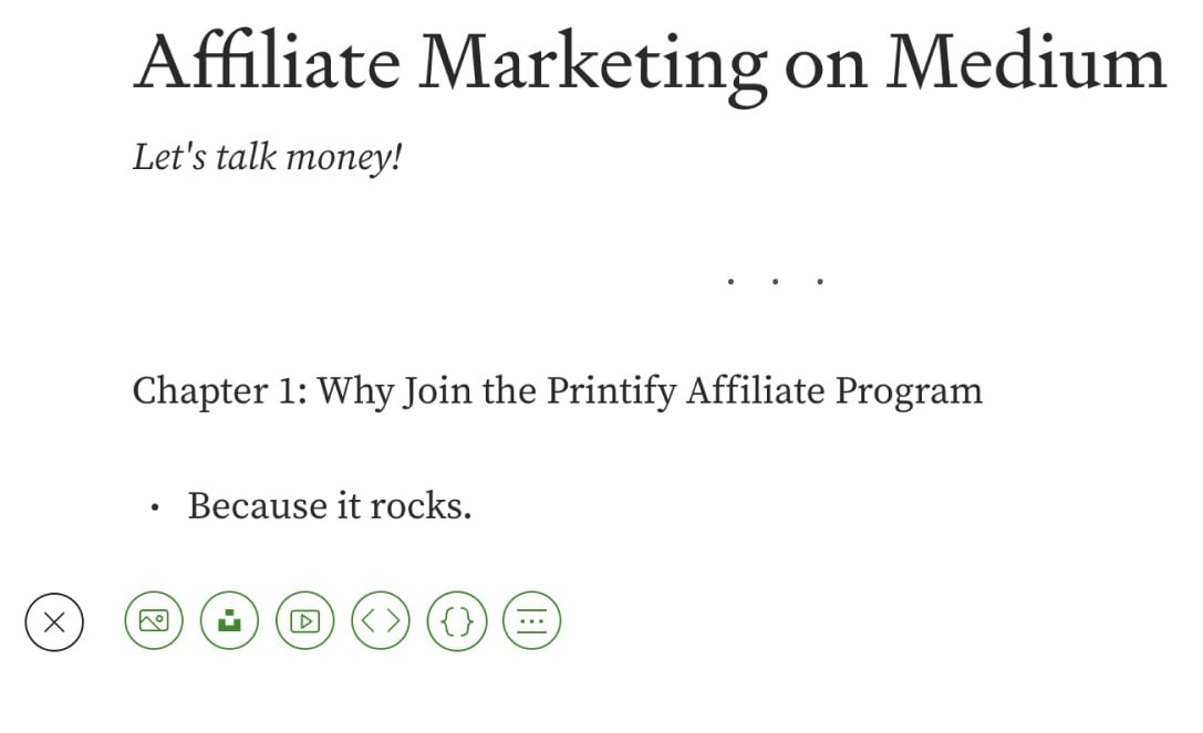 Medium's text editor showcasing an example post.