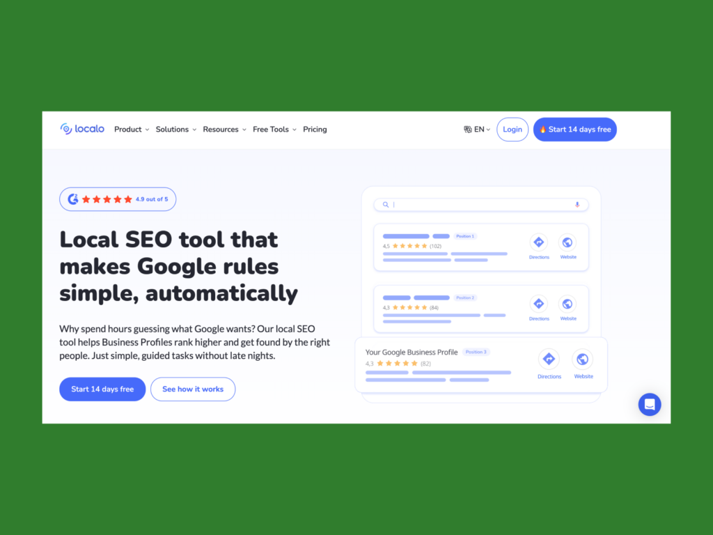A screenshot of the Localo landing page.