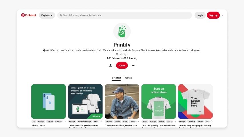 A screenshot of Pinterest boards.