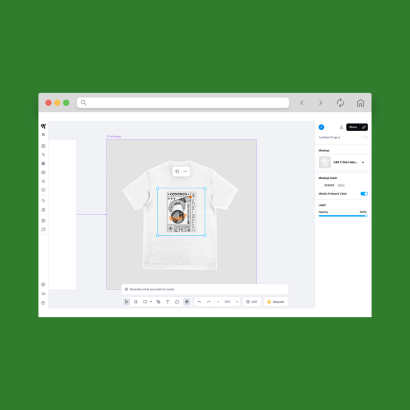 A screenshot mockup of Kittl’s mockup generator.