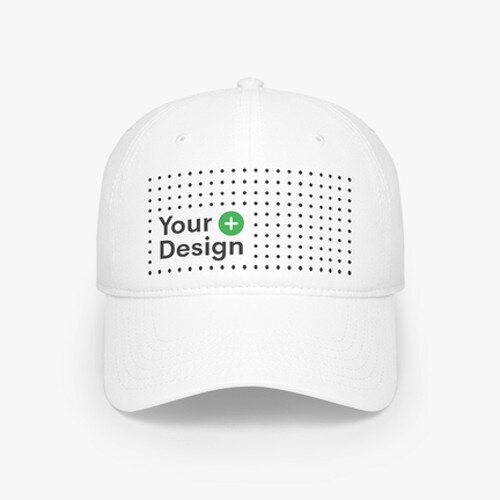 White baseball cap with a logo design placeholder.