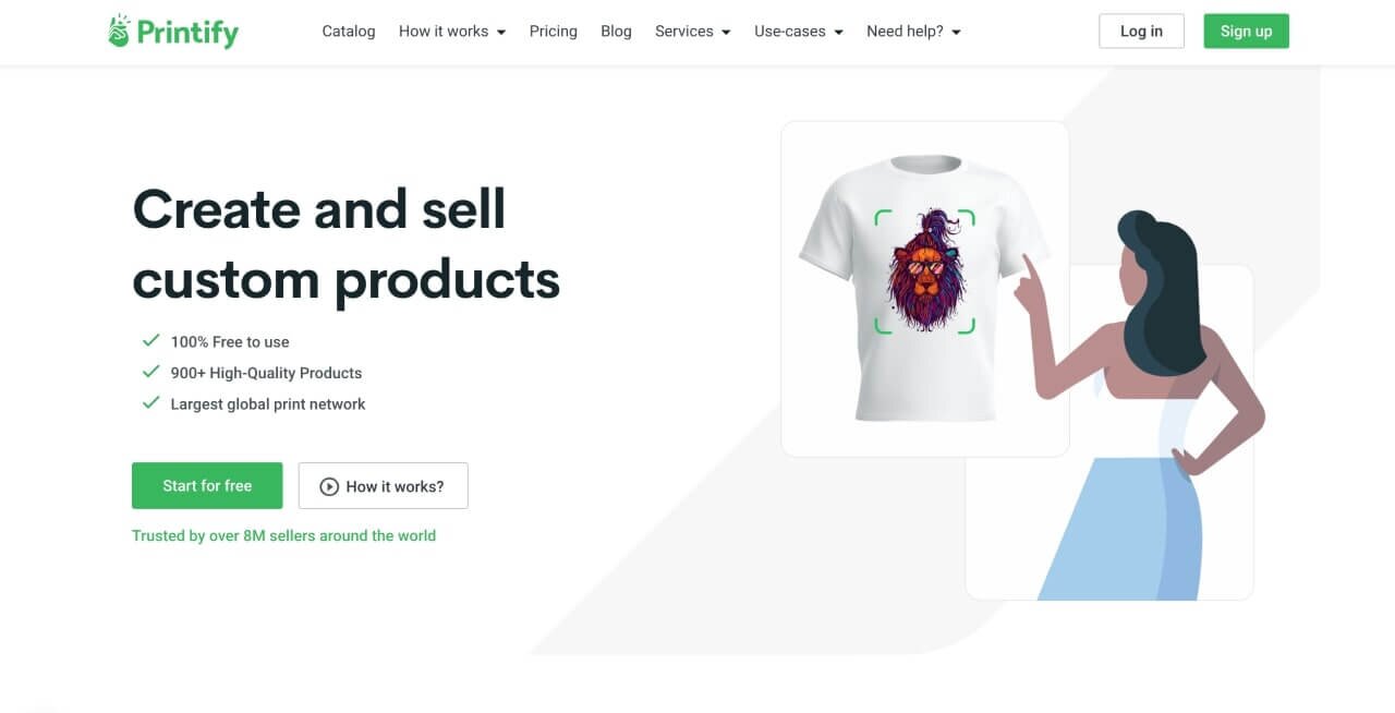 Printfy's homepage hero section screenshot.
