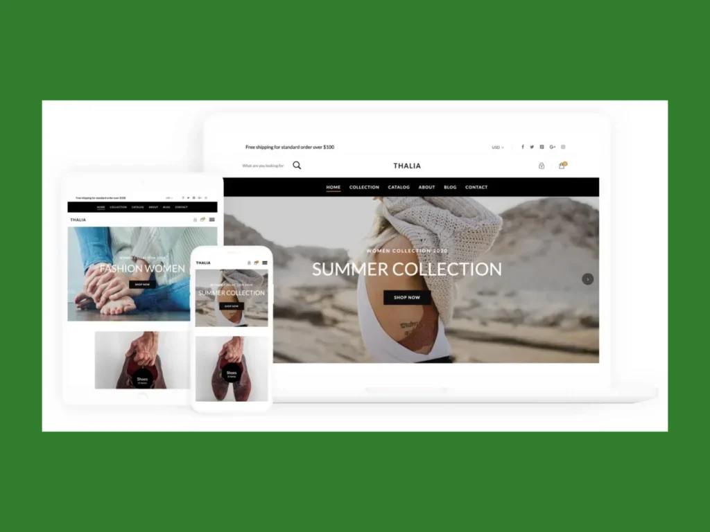 A screenshot of the Thalia theme landing page.