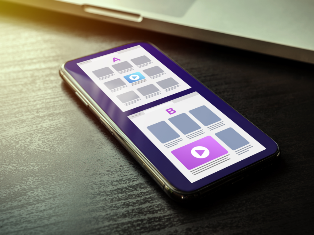 A smartphone, showcasing A/B testing features for user experience optimization.