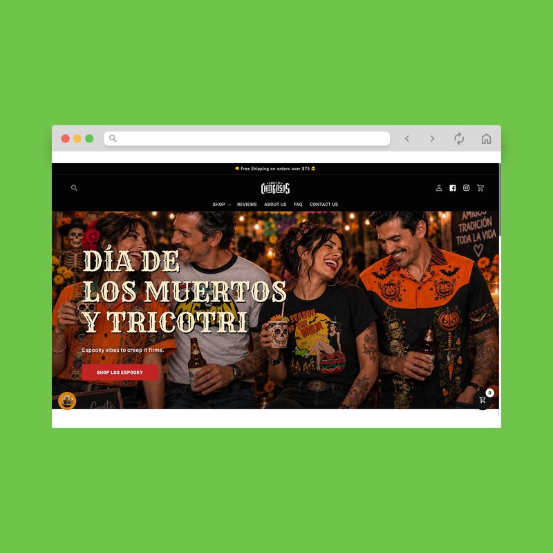 House of Chingasos storefront screenshot mockup.