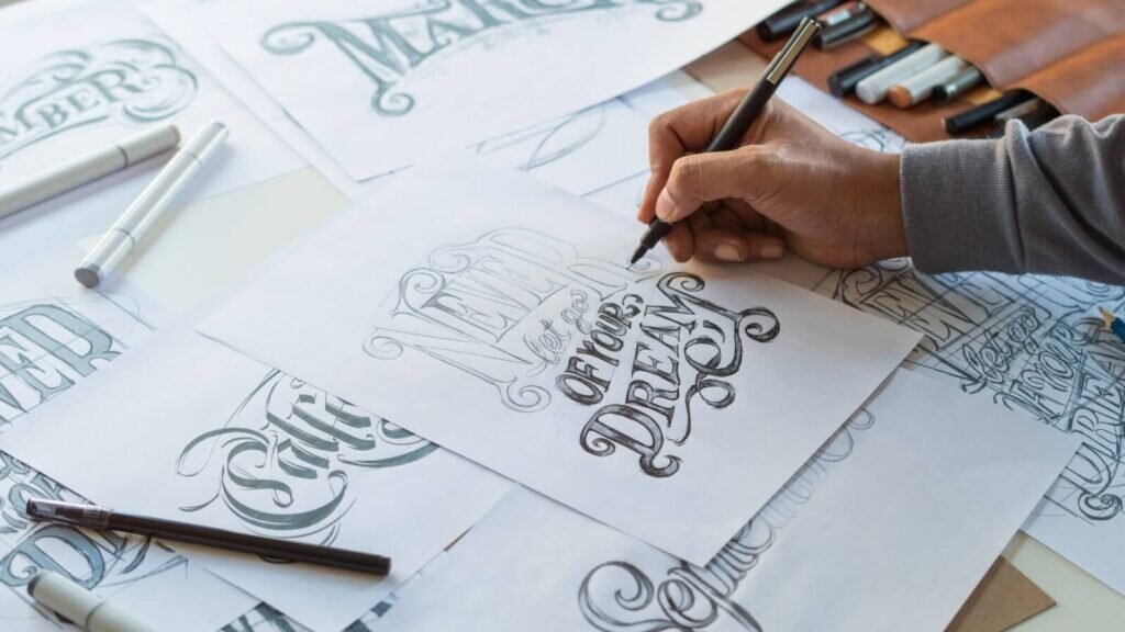 Examples of hand-drawn calligraphy fonts.