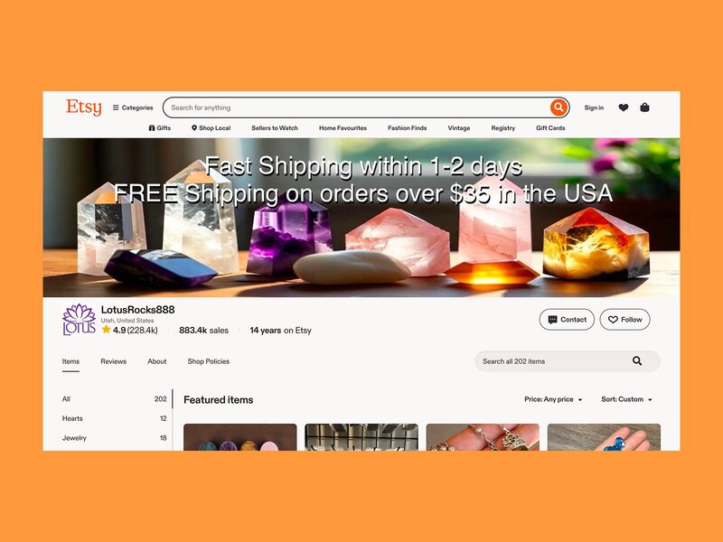  LotusRocks888’s Etsy shop screenshot mockup.