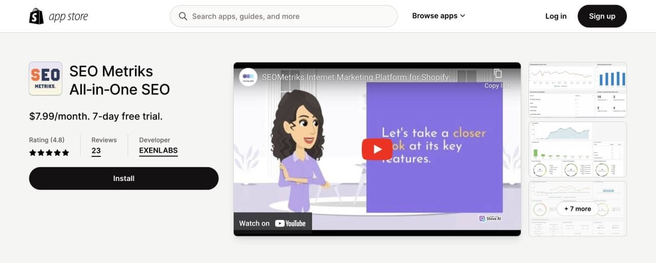 Shopify SEO apps: SEOMetriks.