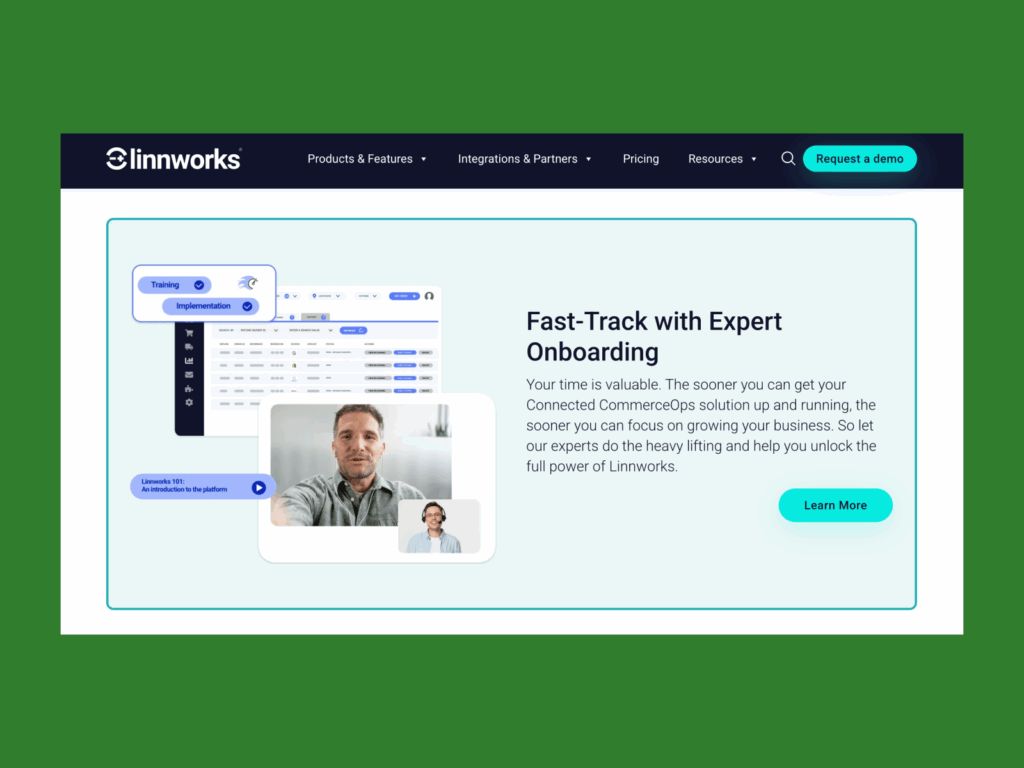 A screenshot of the Linnworks landing page.
