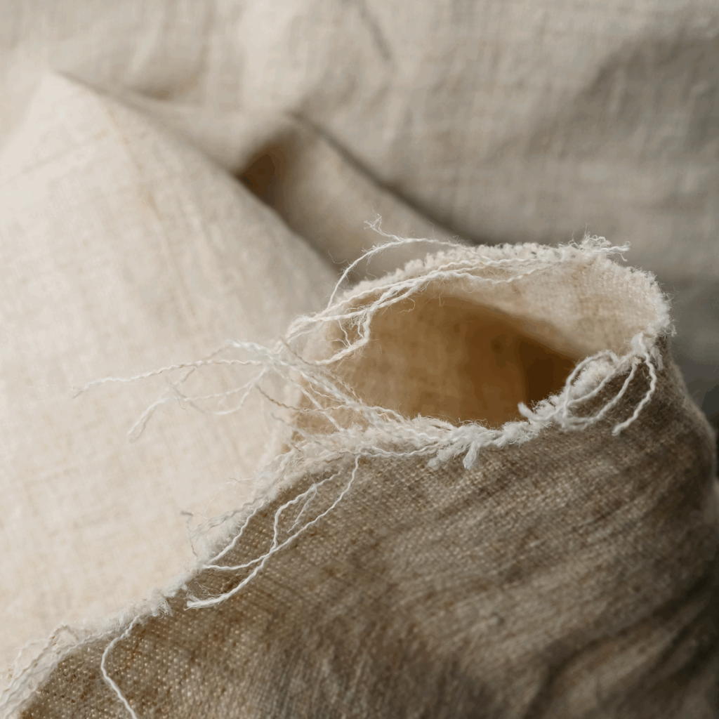Close-up of a twisted hemp fabric.