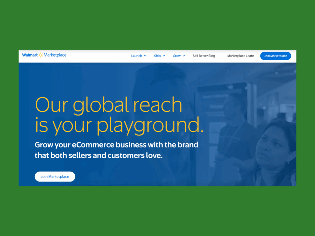 A screenshot of the Walmart Marketplace landing page.