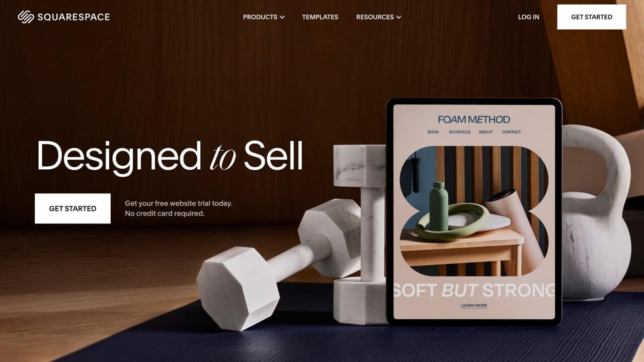 Screenshot of the Squarespace homepage hero section.