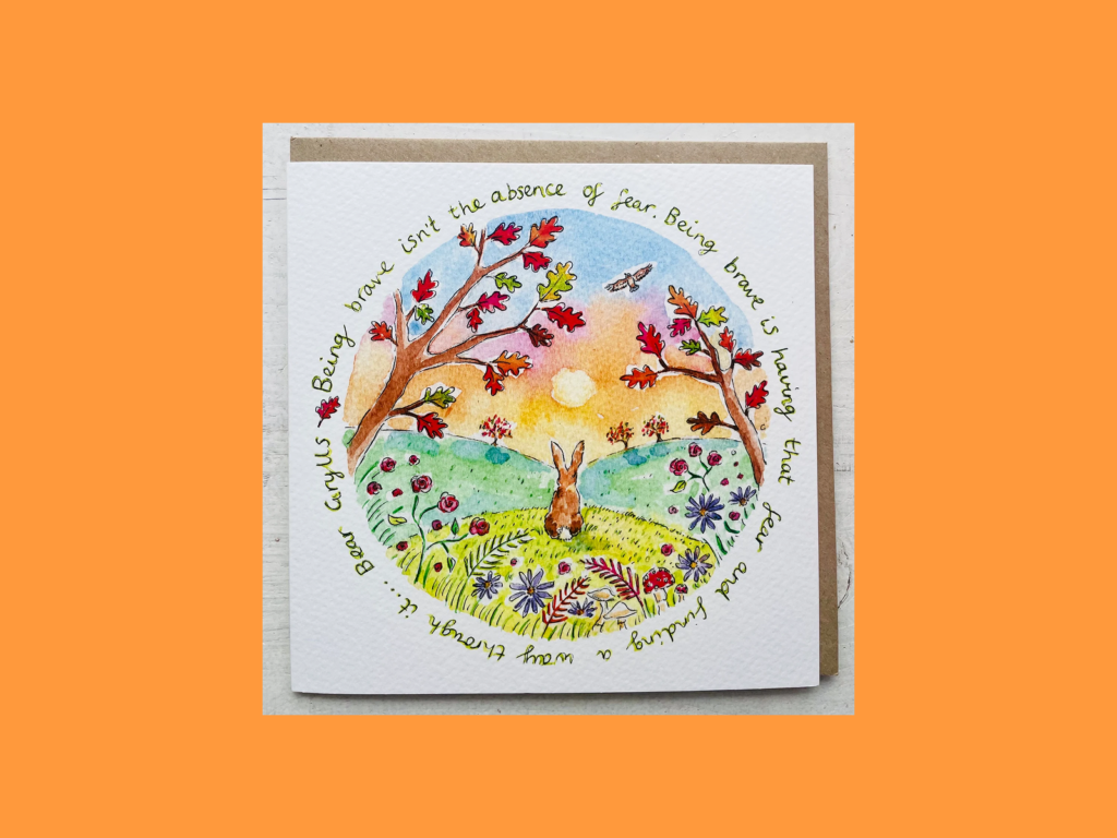 A spring-themed greeting card with bright colors and a text.