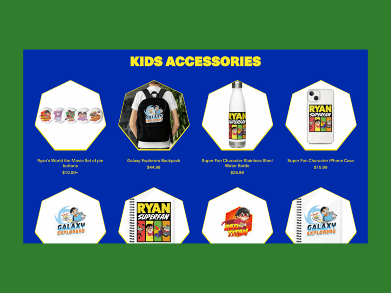 Ryan’s World online store screenshot mockup.