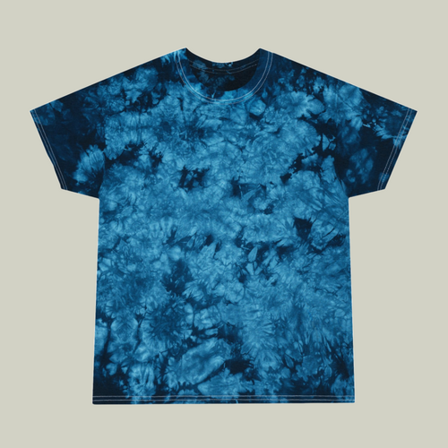 Blue and dark blue tie-dye t-shirt.