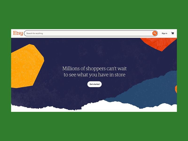 Etsy landing page