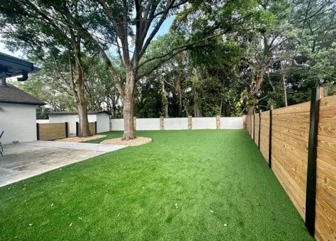 Large Backyard Turf Lawn