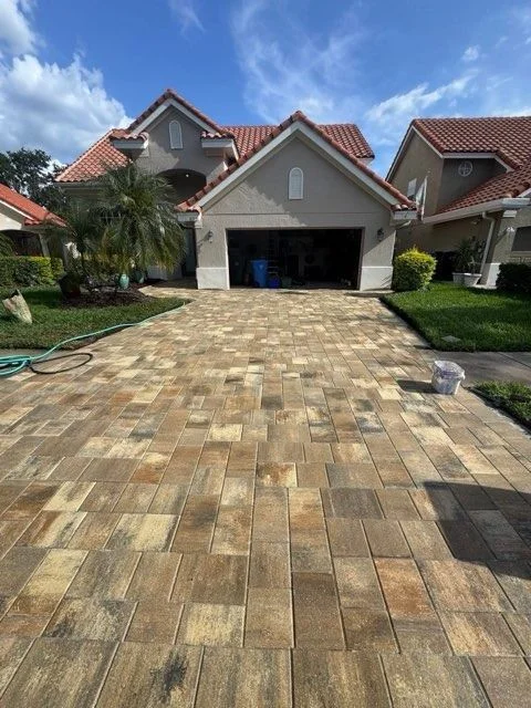 Warm-Tone Paver Driveway