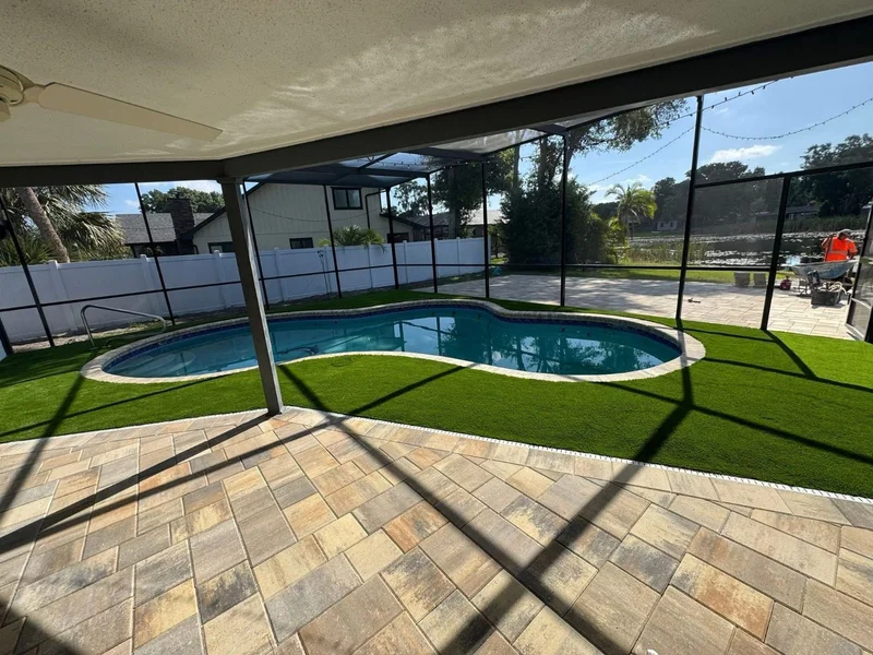 Poolside Paver and Turf Patio