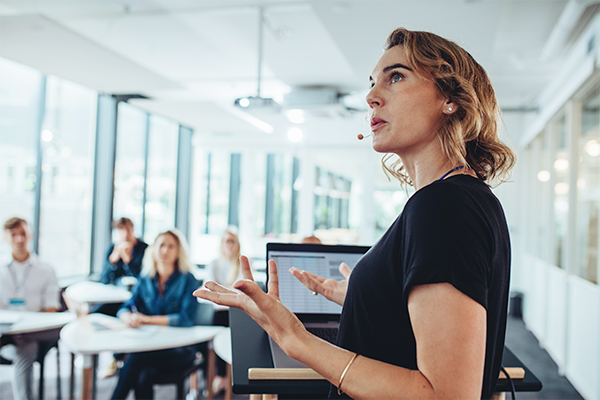 a management consultant holding a business training