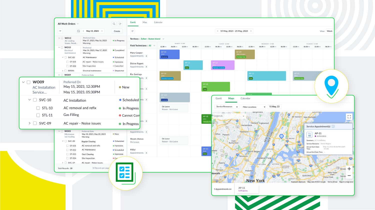 Zoho FSM dashboard