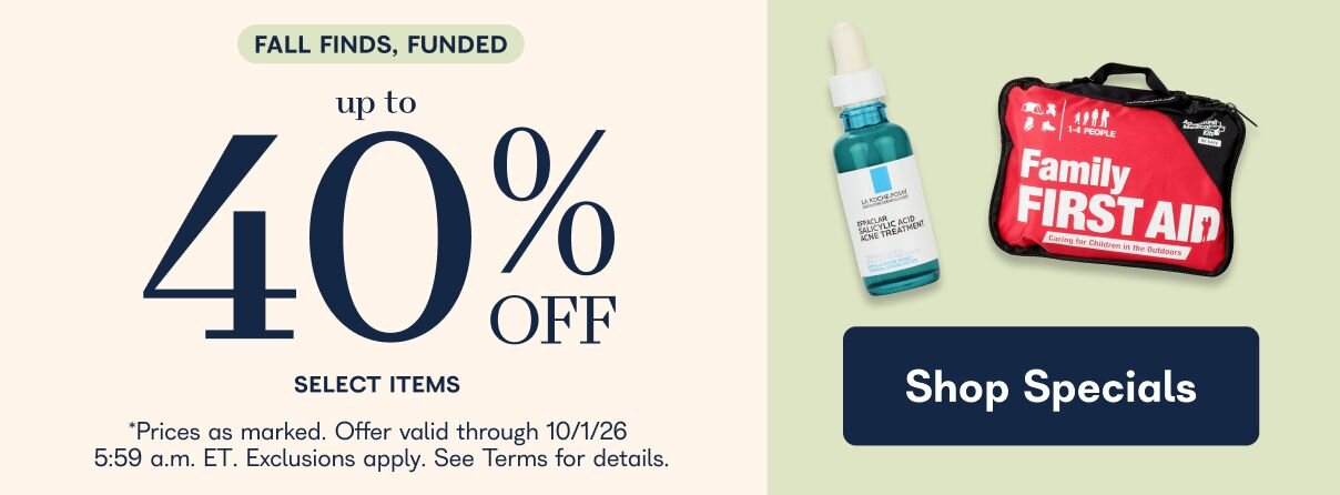 Fall Finds, Funded - up to 40% off select items, Shop Specials. *Prices as marked. Offer valid through 10/1/26 5:59 a.m. ET. Exclusions apply. See Terms for details