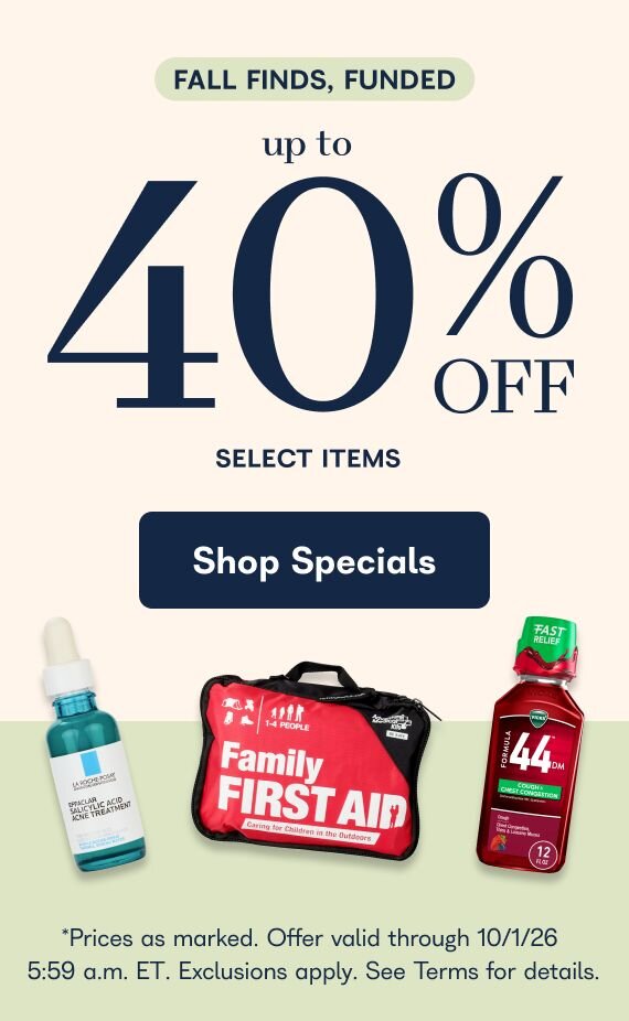 Fall Finds, Funded - up to 40% off select items, Shop Specials. *Prices as marked. Offer valid through 10/1/26 5:59 a.m. ET. Exclusions apply. See Terms for details