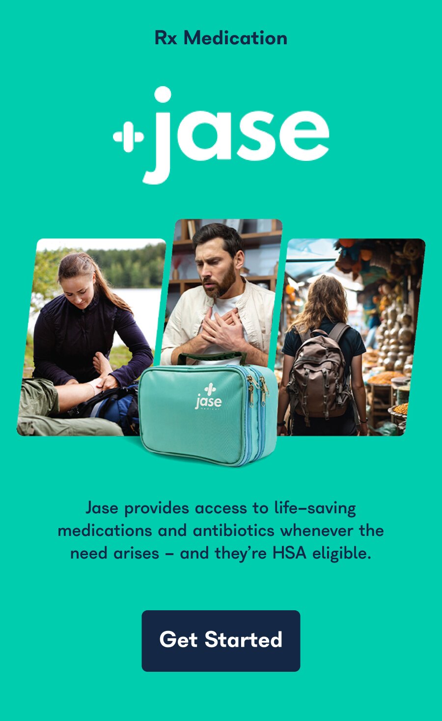 Rx Medication. Jase. Jase provides access to life-saving medications and antibiotics whenever the need arises - and they're HSA eligible. Get Started.