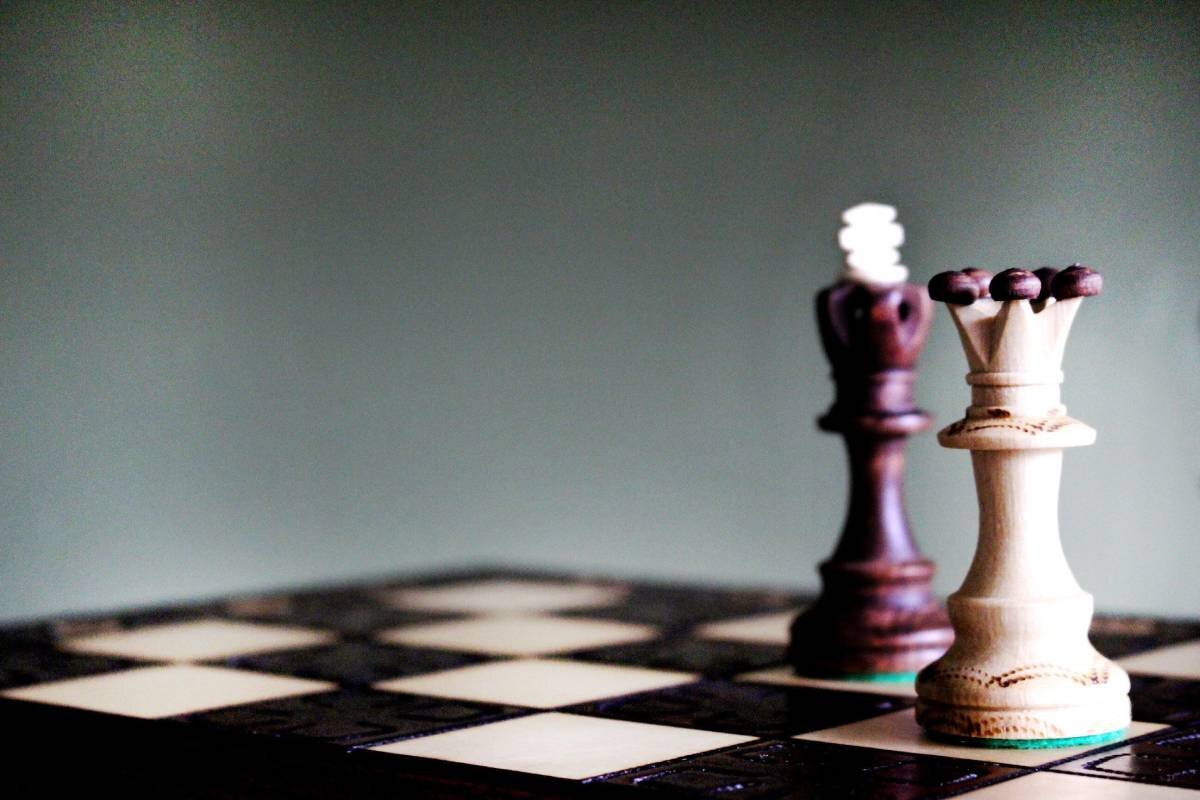 King and queen of chess on the board