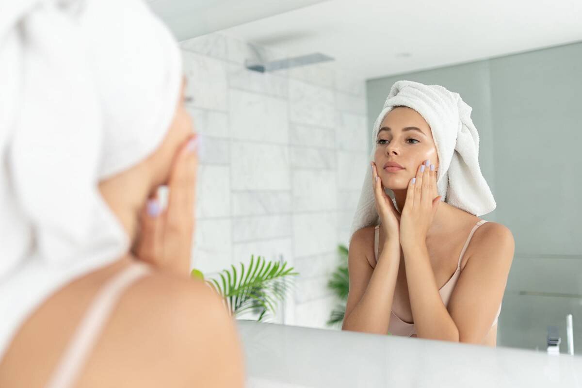 Girl doing skincare