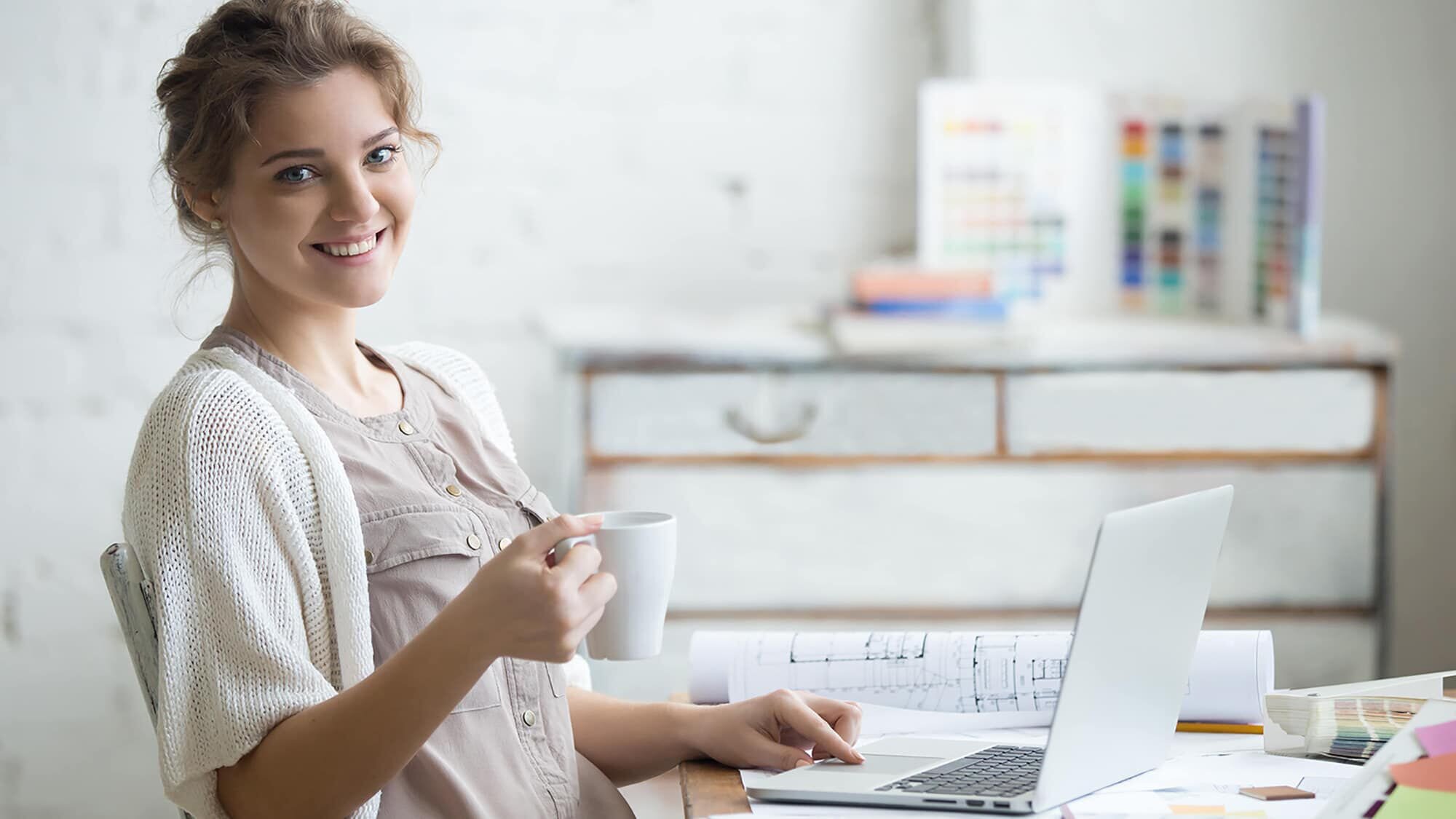 woman working remotely
