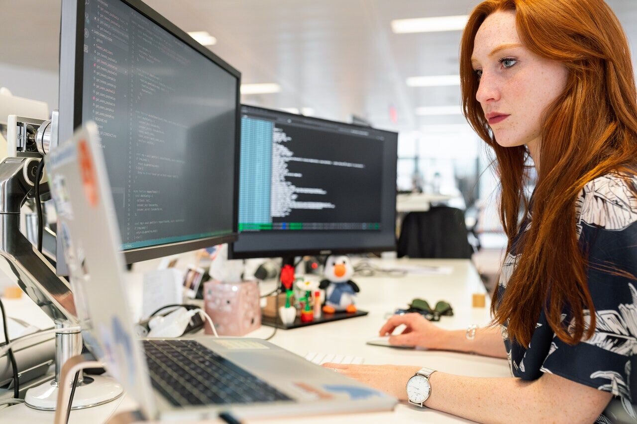 Girl working at her desk