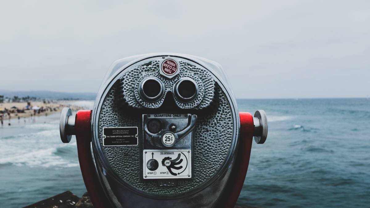 Coin operated binoculars on the beach