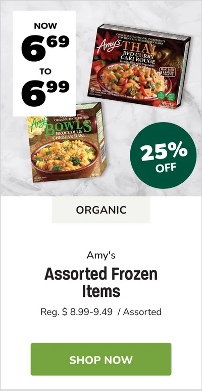 Amy's Assorted Frozen Meals Sale