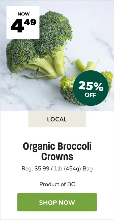 BC Local Organic Broccoli Crowns