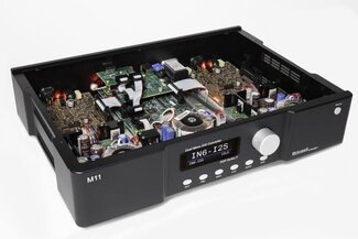 Bricasti M11 Series II DAC with the top panel removed, exposing the internal circuitry 