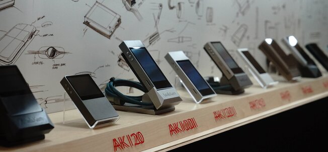 Astell&Kern products lined up in a row
