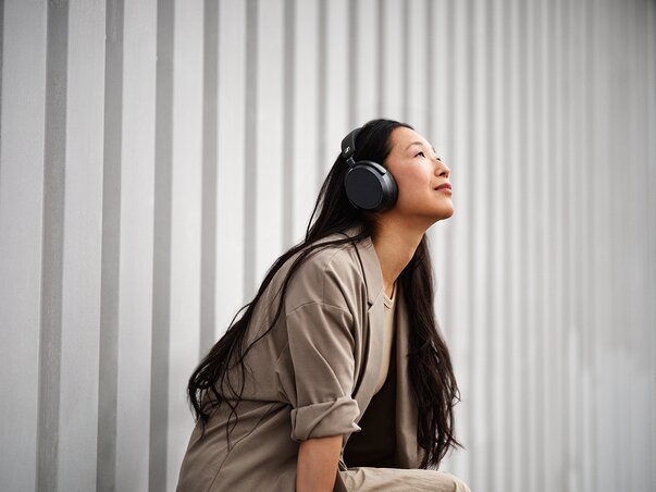 woman wearing headphones