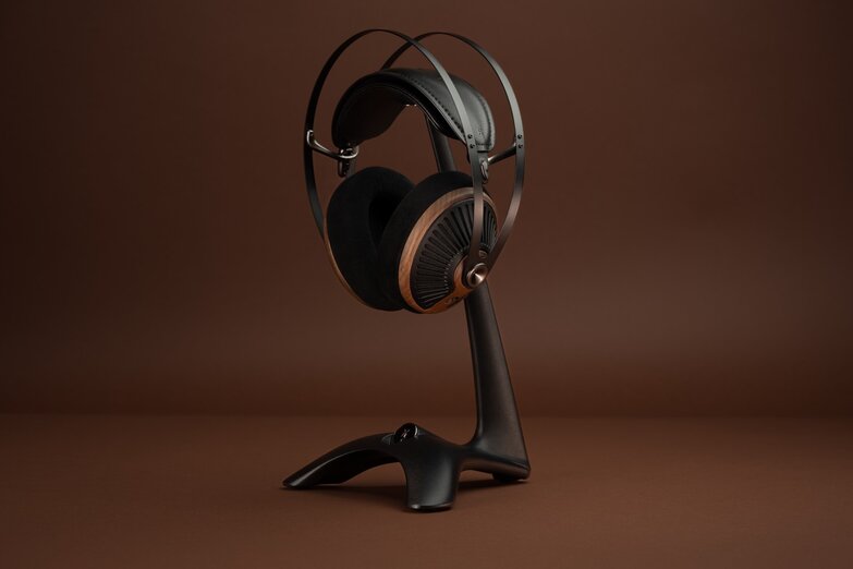 105 silva on headphone stand with brown backdrop