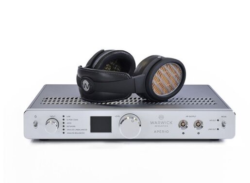 aperio headphone system with headphone on top